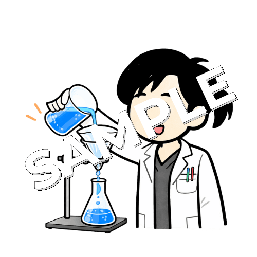 濾過作業をする女性薬剤師のイラスト