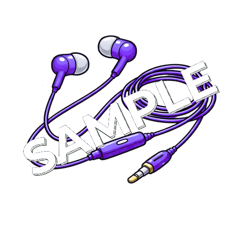 有線イヤホン（紫色）のイラスト