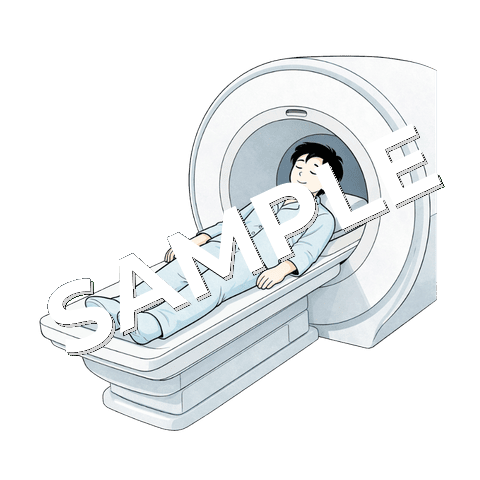 MRI検査を受ける男性患者のイラスト