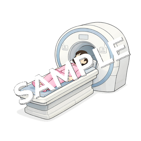 MRI検査を受ける女の子の患者のイラスト