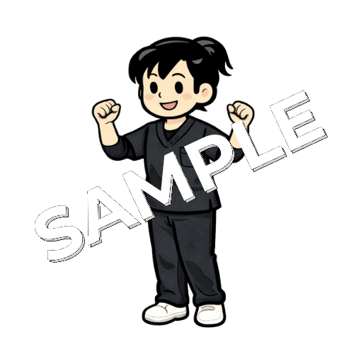 両手をグーにしている女性作業療法士のイラスト