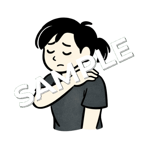 肩をさする女性鍼灸師のイラスト