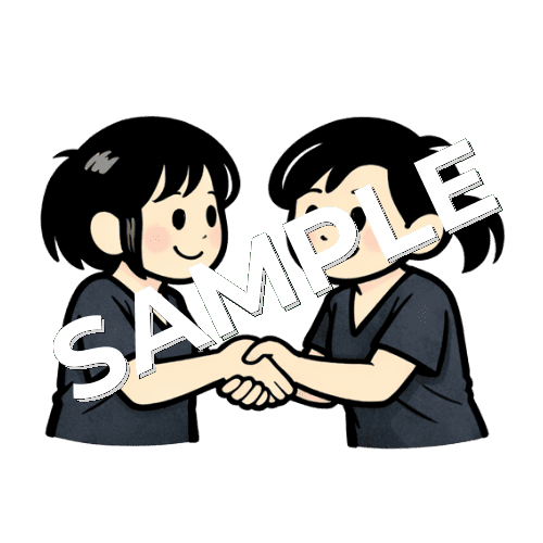 鍼灸師二人で握手するイラスト