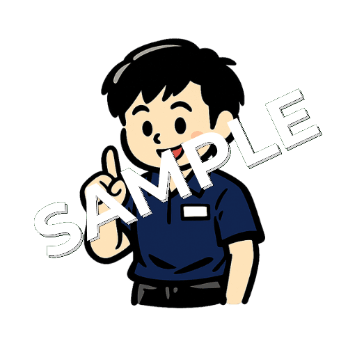 指で1のポーズをする男性理学療法士のイラスト