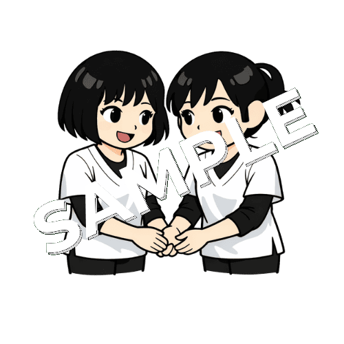 手をつなぐ女性あん摩マッサージ指圧師のイラスト