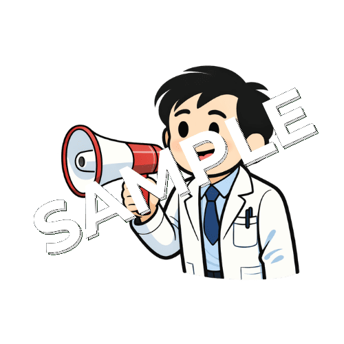 拡声器を使う男性薬剤師のイラスト