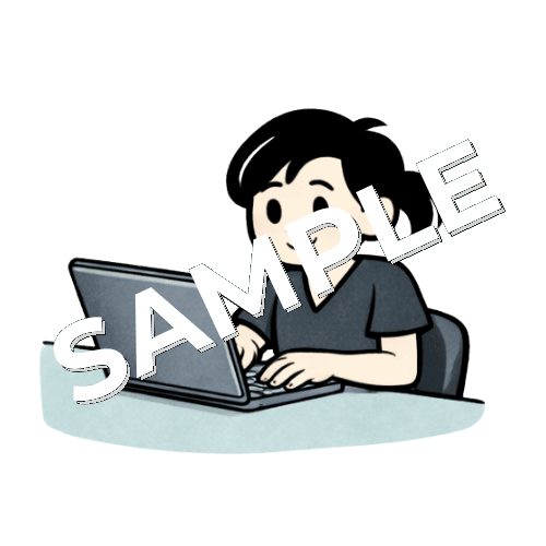 パソコンで作業する女性鍼灸師のイラスト