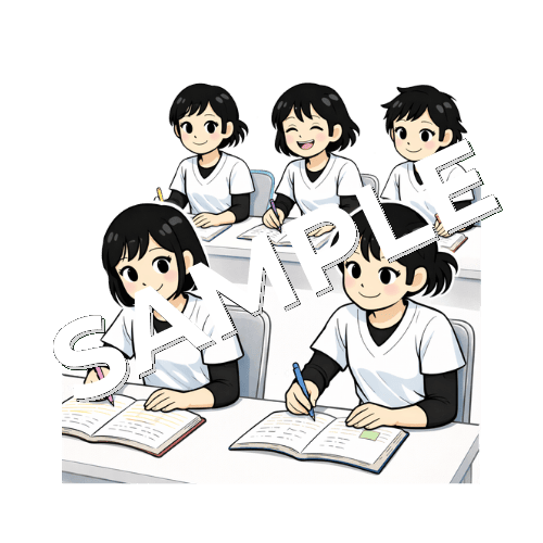 筆記の勉強会をしている女性あん摩マッサージ指圧師のイラスト