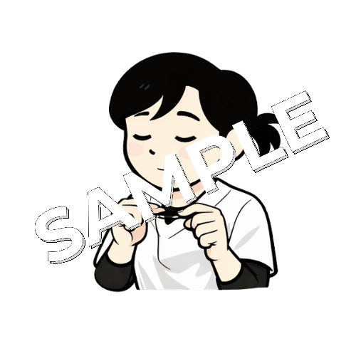 襟元を整えている女性あん摩マッサージ指圧師のイラスト