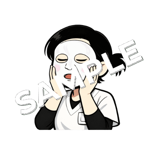 フェイスパックを貼る女性あん摩マッサージ指圧師のイラスト