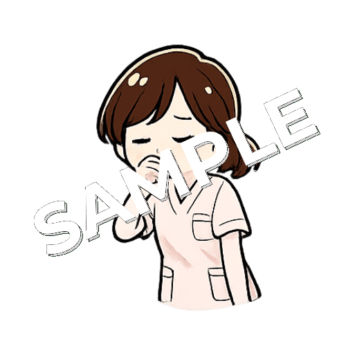 咳をする女性看護師のイラスト