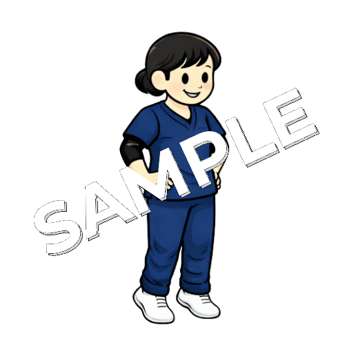 カーフレイズをしている女性理学療法士のイラスト