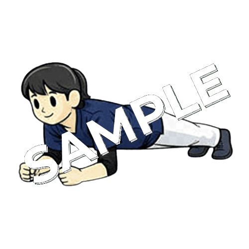 プランクをしている女性理学療法士のイラスト