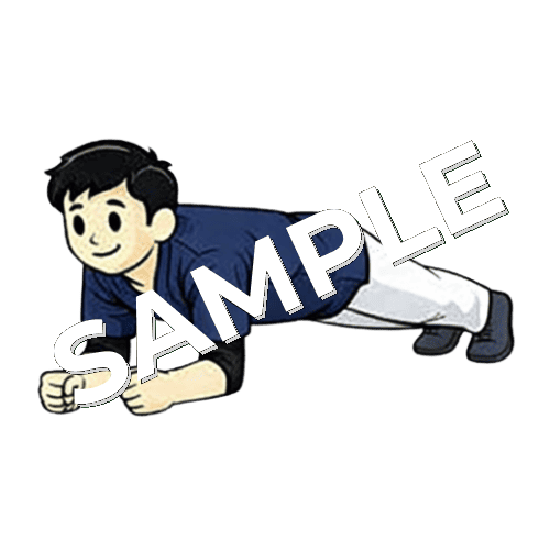 プランクをしている男性理学療法士のイラスト