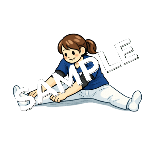 開脚ストレッチをしている女性柔道整復師のイラスト