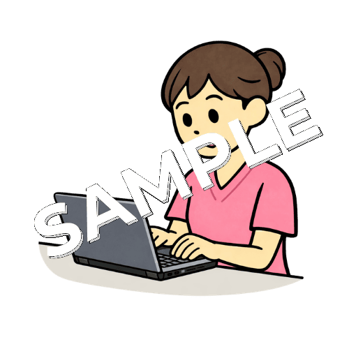 電子カルテに入力する女性看護師のイラスト