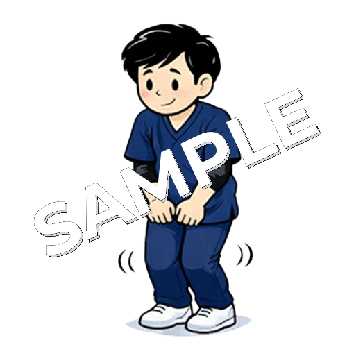 もじもじする男性作業療法士のイラスト