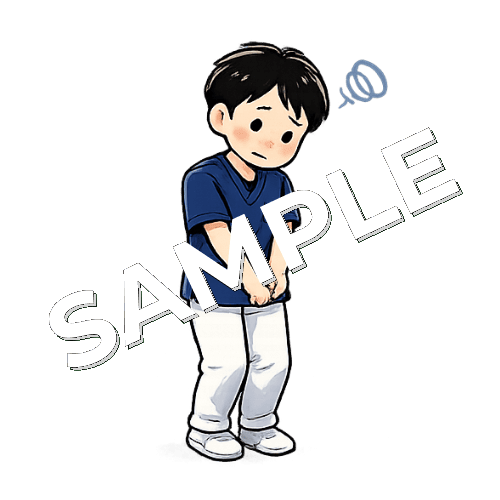 もじもじする男性理学療法士のイラスト