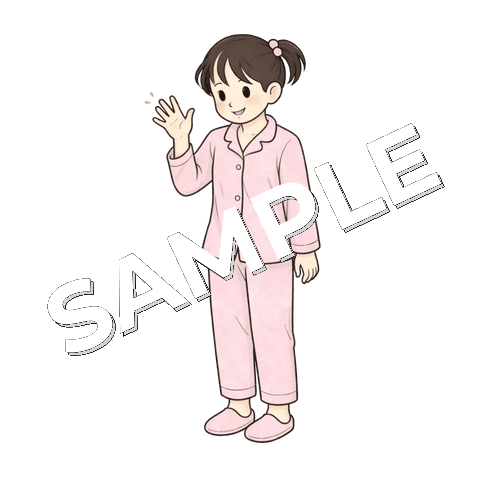 手を振る女の子の患者のイラスト