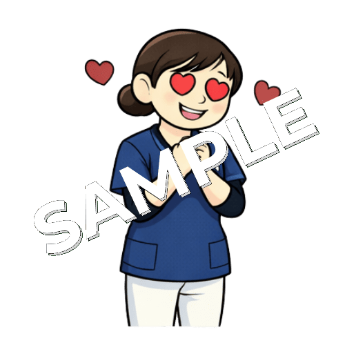 目がハートの女性理学療法士のイラスト