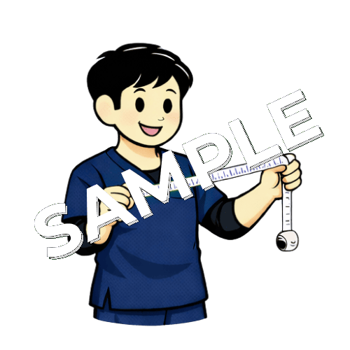 メジャーを手に持っている男性理学療法士のイラスト