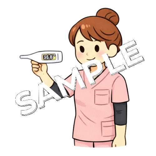 体温計を持った女性看護師のイラスト
