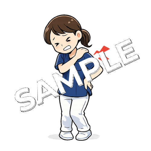 痛がる女性理学療法士のイラスト