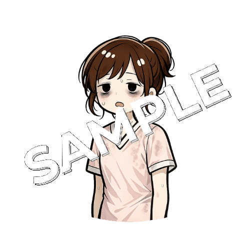 夜勤終わりでメイクが全落ちしている女性看護師のイラスト