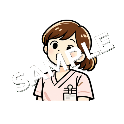 うの口の形をする女性看護師のイラスト