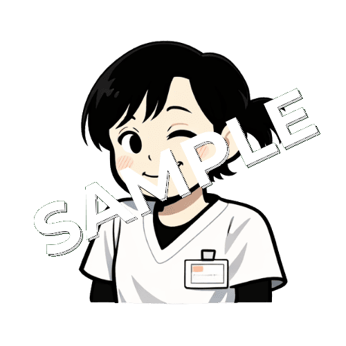 片側だけ口角を上げる女性あん摩マッサージ指圧師のイラスト