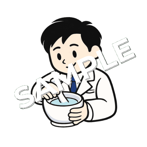 軟膏を練る男性薬剤師のイラスト