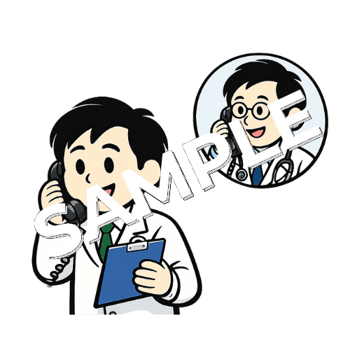 医師への問い合わせをする男性薬剤師のイラスト