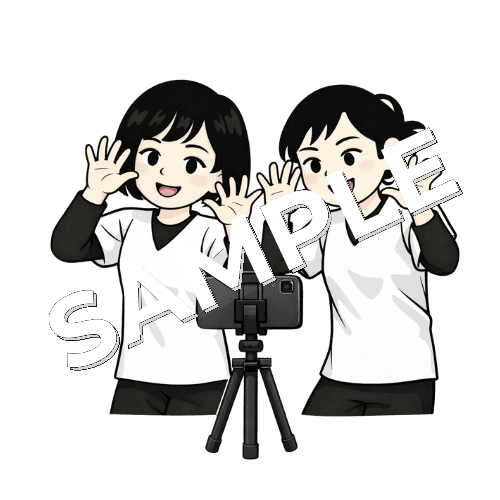 同僚と三脚を立ててダンス動画を撮る女性あん摩マッサージ指圧師のイラスト