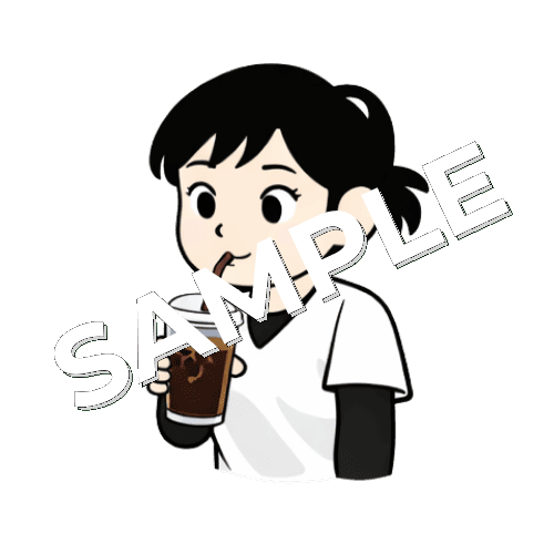 アイスコーヒーを飲む女性あん摩マッサージ指圧師のイラスト