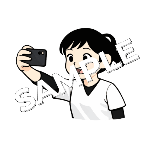 自撮りをする女性あん摩マッサージ指圧師のイラスト