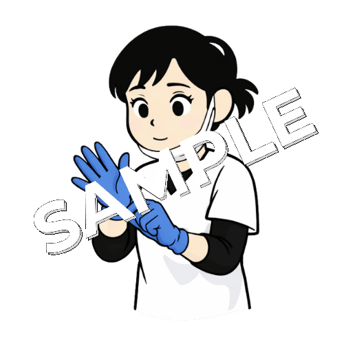 ゴム手袋をする女性あん摩マッサージ指圧師のイラスト