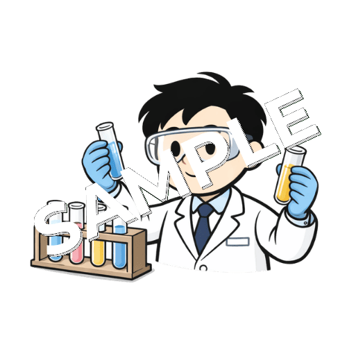 試験管を見比べる男性薬剤師のイラスト