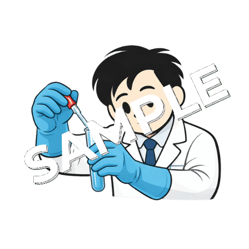 スポイトを使って試験管に液体を入れる男性薬剤師のイラスト