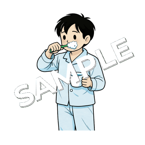 歯磨きをする男の子の患者のイラスト