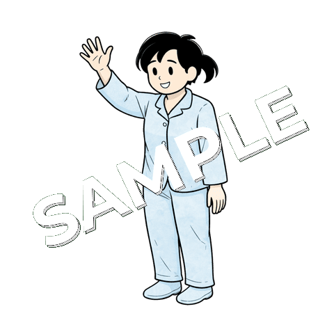 手を振る女性患者のイラスト