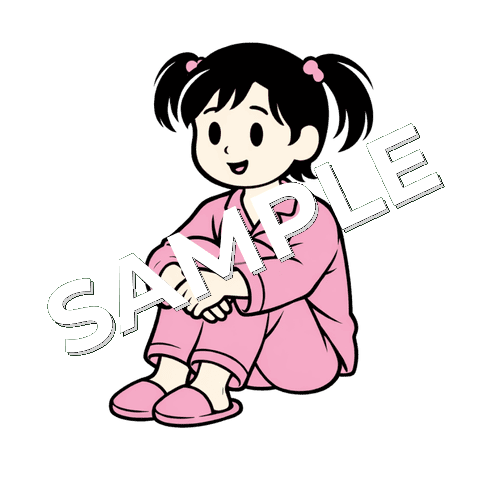 体育座りをする女の子の患者のイラスト