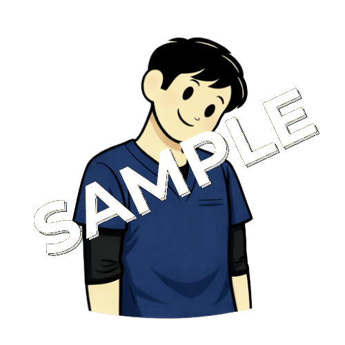 首を横に倒してストレッチする男性理学療法士のイラスト