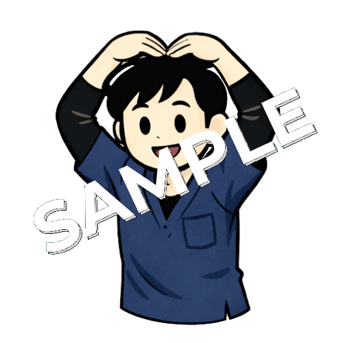 頭の上でハートを作る男性理学療法士のイラスト