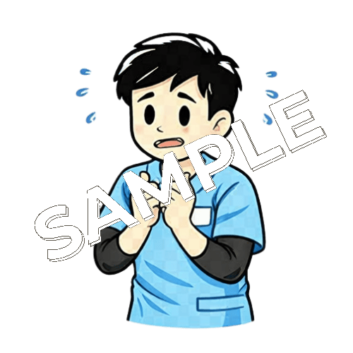 緊張する男性柔道整復師のイラスト