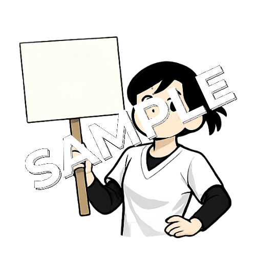 プラカードを持ったドヤ顔の女性あん摩マッサージ指圧師のイラスト