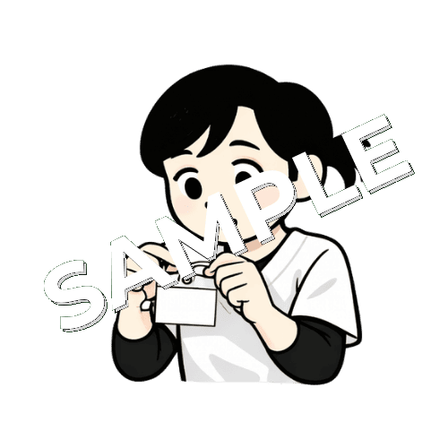 名札をいじっている女性あん摩マッサージ指圧師のイラスト