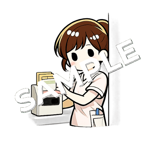 タイムカードを押す女性看護師のイラスト
