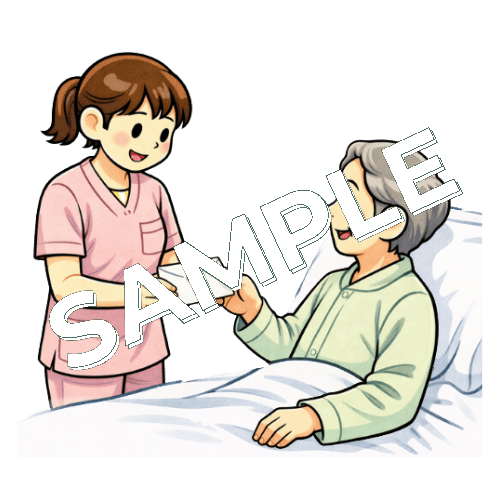 患者から手紙をもらう女性看護師のイラスト