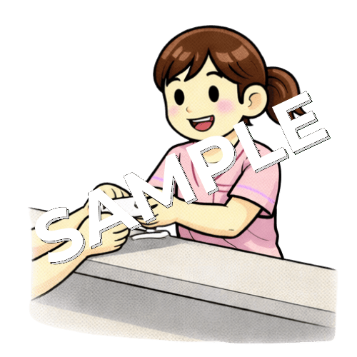 診察券を受け取る女性看護師のイラスト