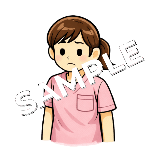 悲しい表情の女性看護師のイラスト